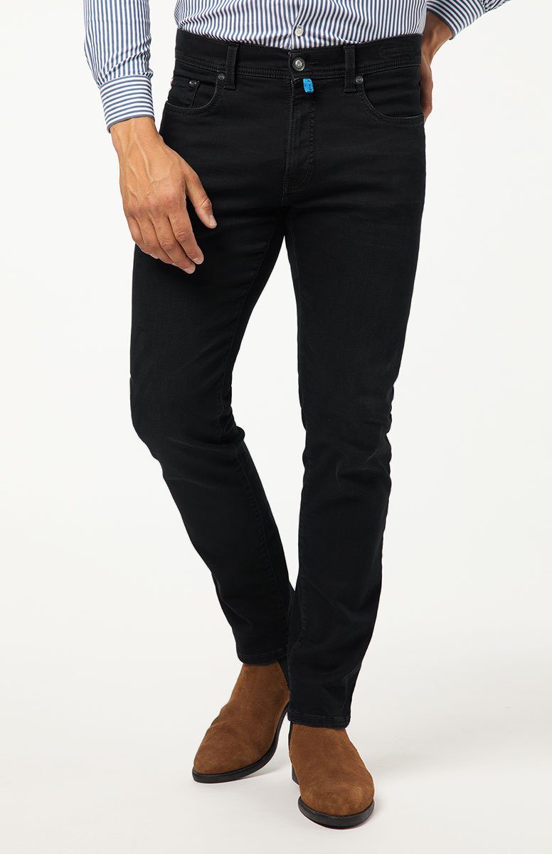 Pierre Denim Lyon Futureflex 5-Pocket-Jeans Stretch Denim Cardin Black Tapered