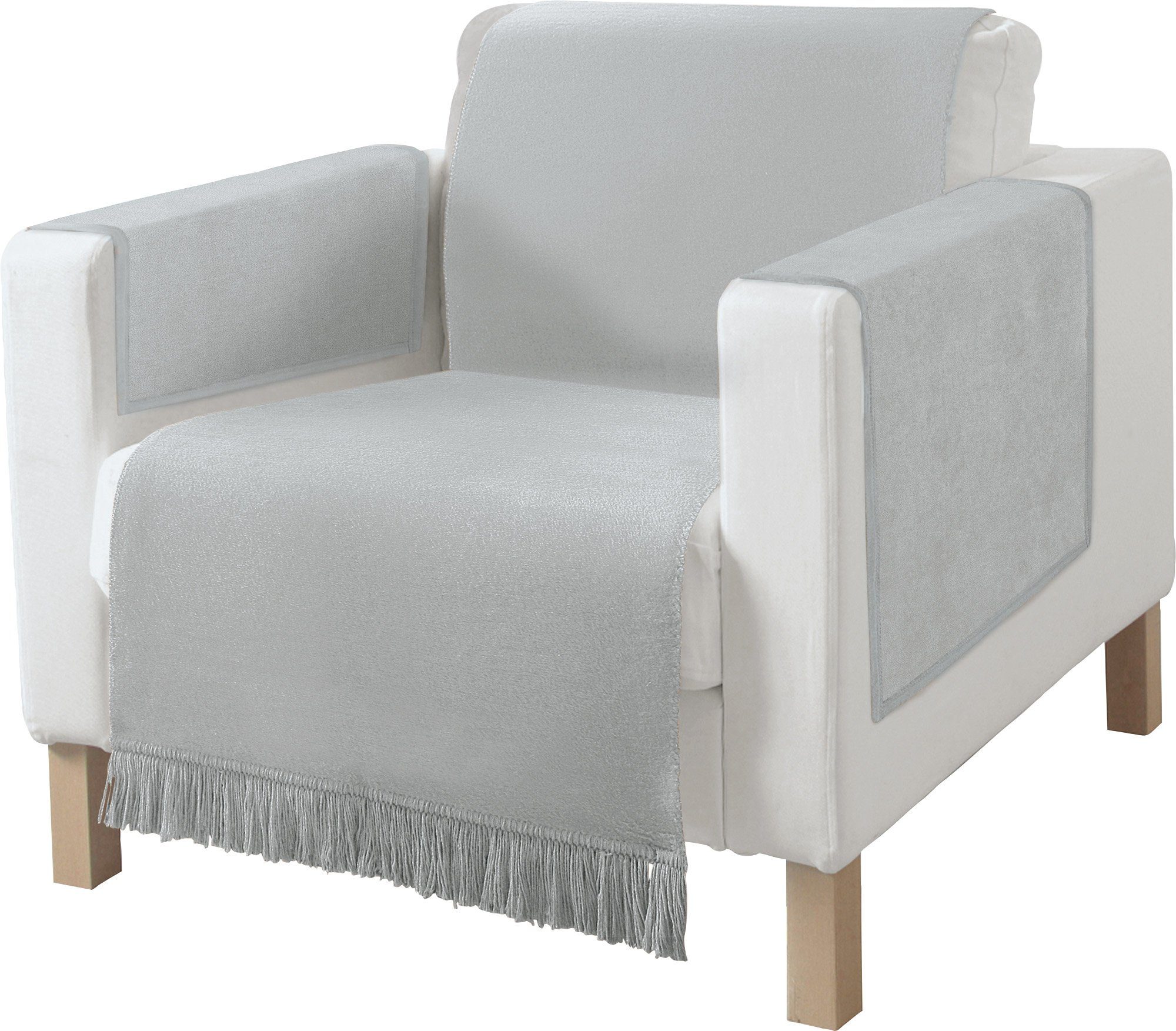 Sofaschoner-Set Uni Sessel- Sesselschoner "Catania" Erwin und Müller, 3-tlg. silber