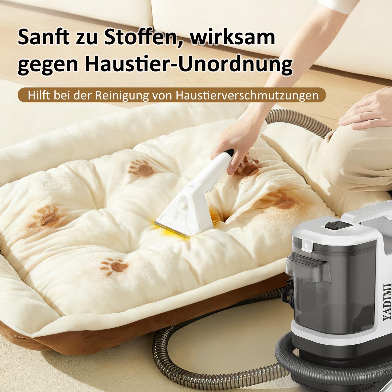 YADIMI Teppichreinigungsgerät Polsterreiniger, tragbarer Waschsauger mit 12 kPa Saugkraft, 450 W, beutellos, für Sofas, Teppiche und Haustierunterlagen