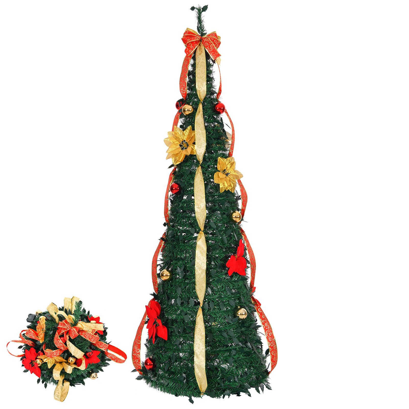LALAHO Künstlicher Weihnachtsbaum 180cm Pop-up-Weihnachtsbaum mit 80 LED Be günstig online kaufen