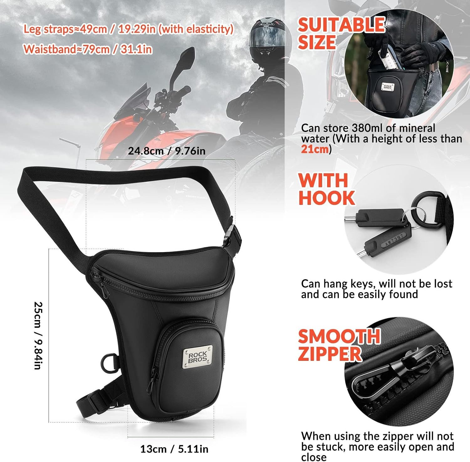 ROCKBROS Reisetasche Wasserdichte Beintasche mit abnehmbaren Gurten universell einsetzbar