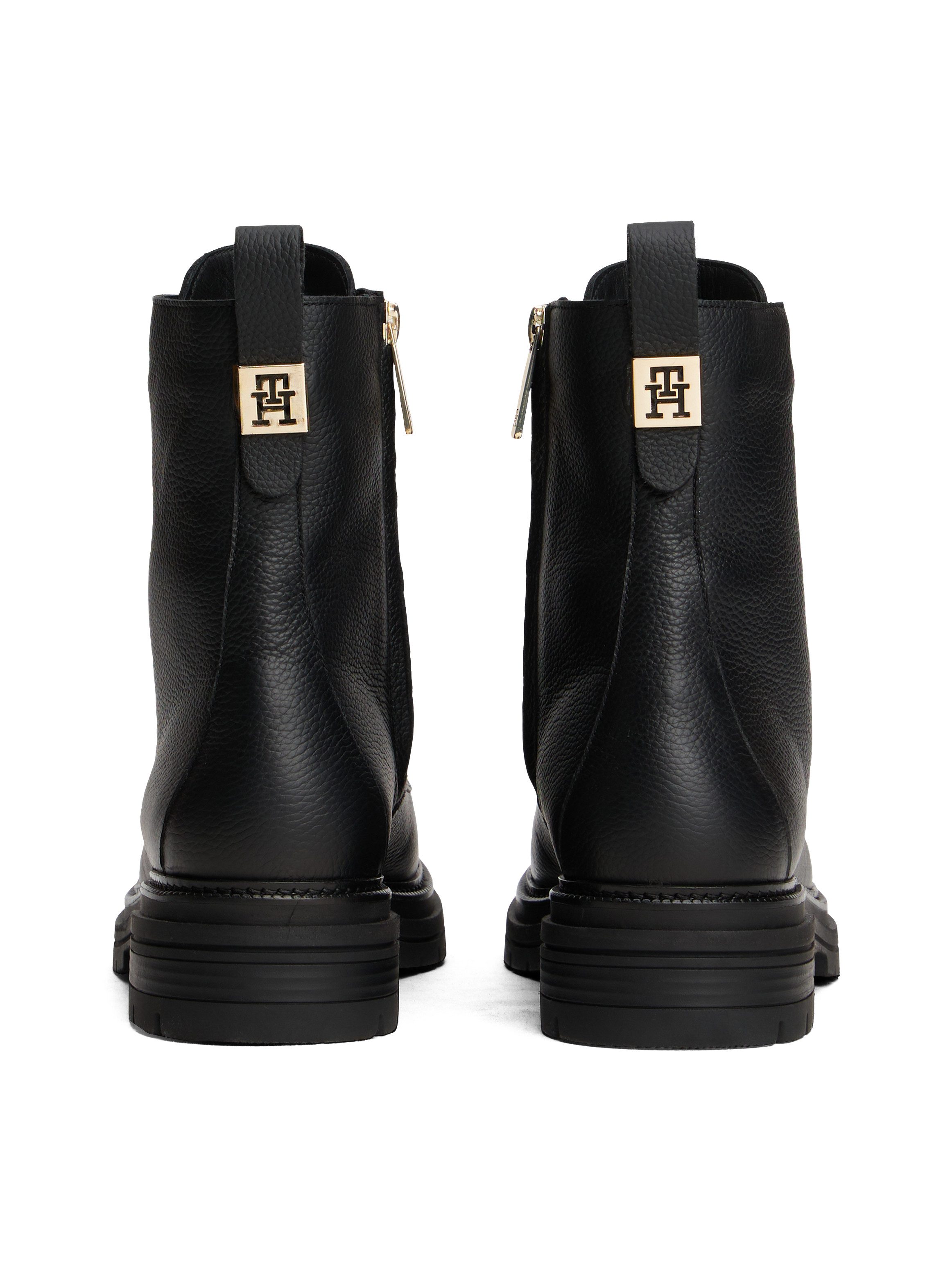 Tommy Hilfiger TH PLAQUE PEBBLE LACE BOOT WARM Schnürboots, Blockabsatz, Sc günstig online kaufen