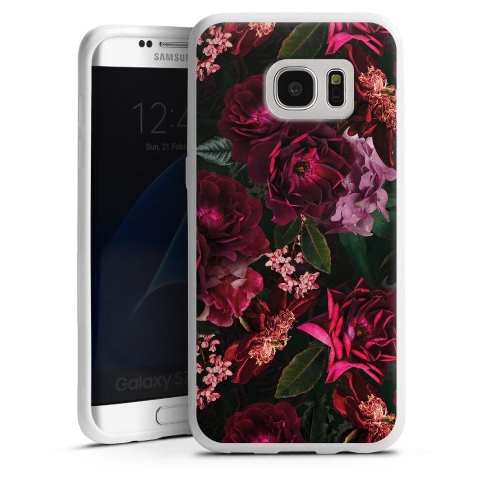 DeinDesign Handyhülle Rose Blumen Blüte Dark Red and Pink Flowers, Samsung Galaxy S7 Edge Silikon Hülle Bumper Case Handy Schutzhülle