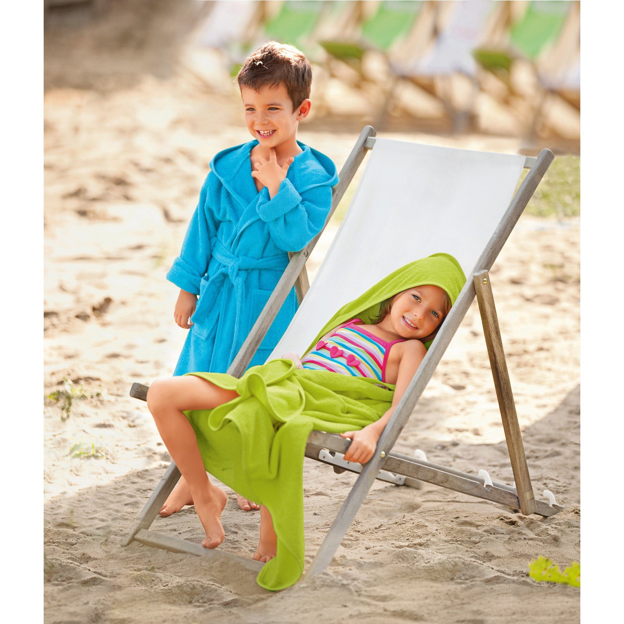 Erwin Müller Kinderbademantel Kinder-Bademantel mit Kapuze, Rückenlänge: 72 cm, Frottier, mit Kapuze/mit Aufsatztasche:, default, Walk-Frottier Uni – Bild 3 von 4
