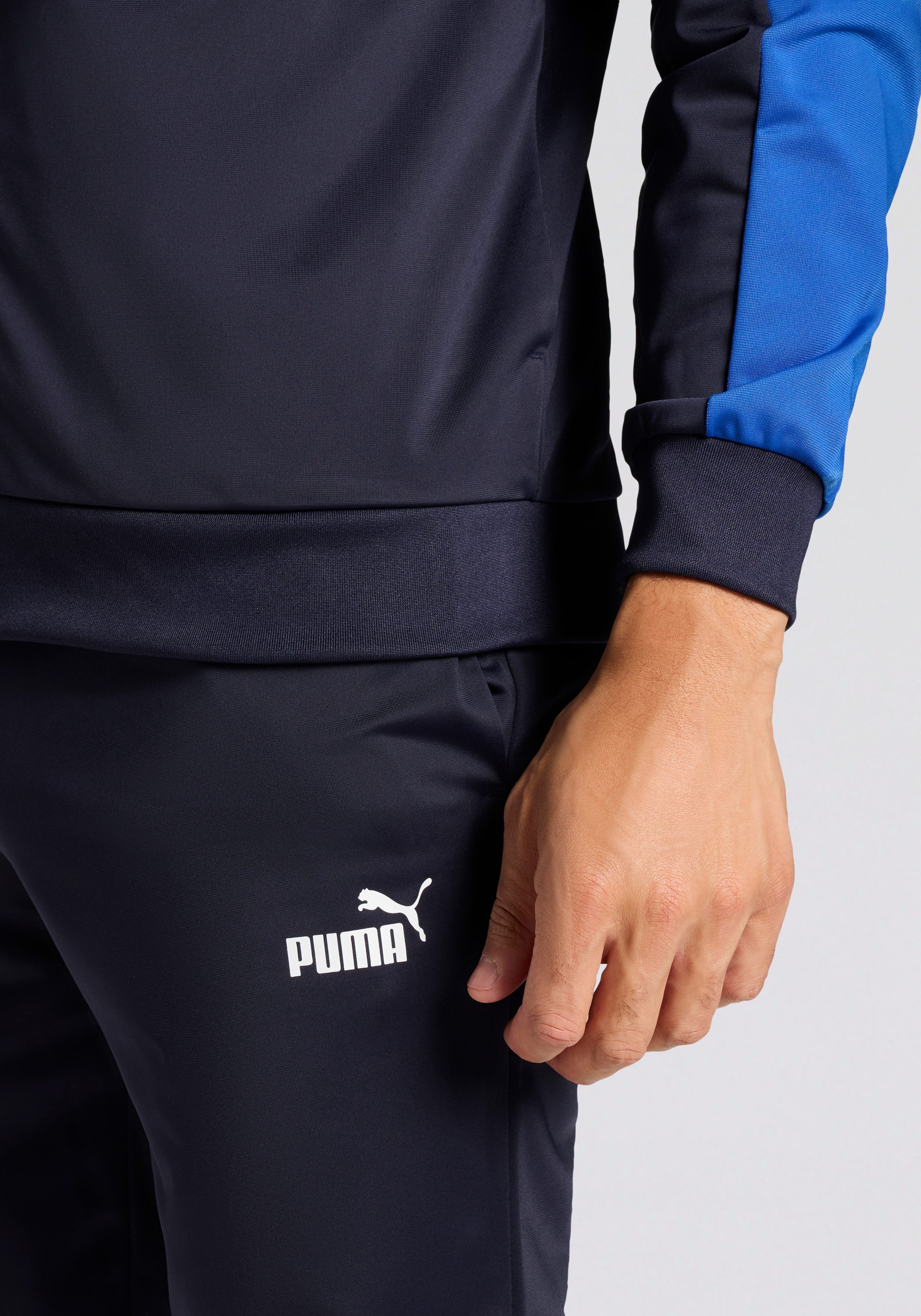 PUMA Trainingsanzug SPORT POLY SUIT (2-tlg), ohne Kapuze, aus Trikot-Material