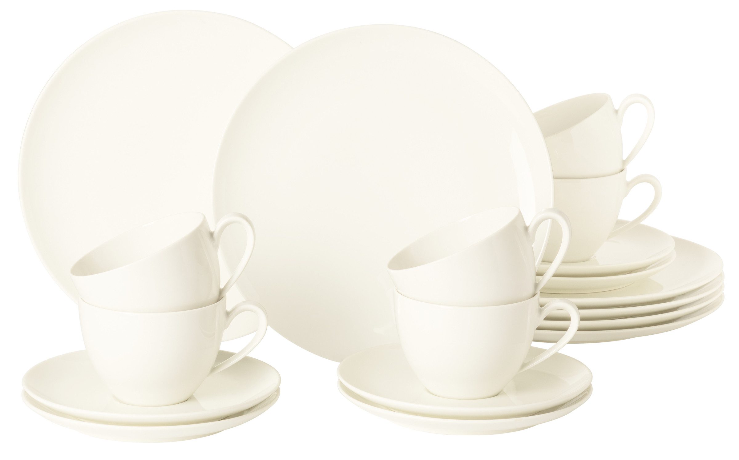 Seltmann Weiden Kaffeeservice Savona (18-tlg), 6 Personen, Porzellan, 6x Tassen 0,27 l, 6x Untertassen 16 cm & 6x Frühstücksteller 22,6 cm