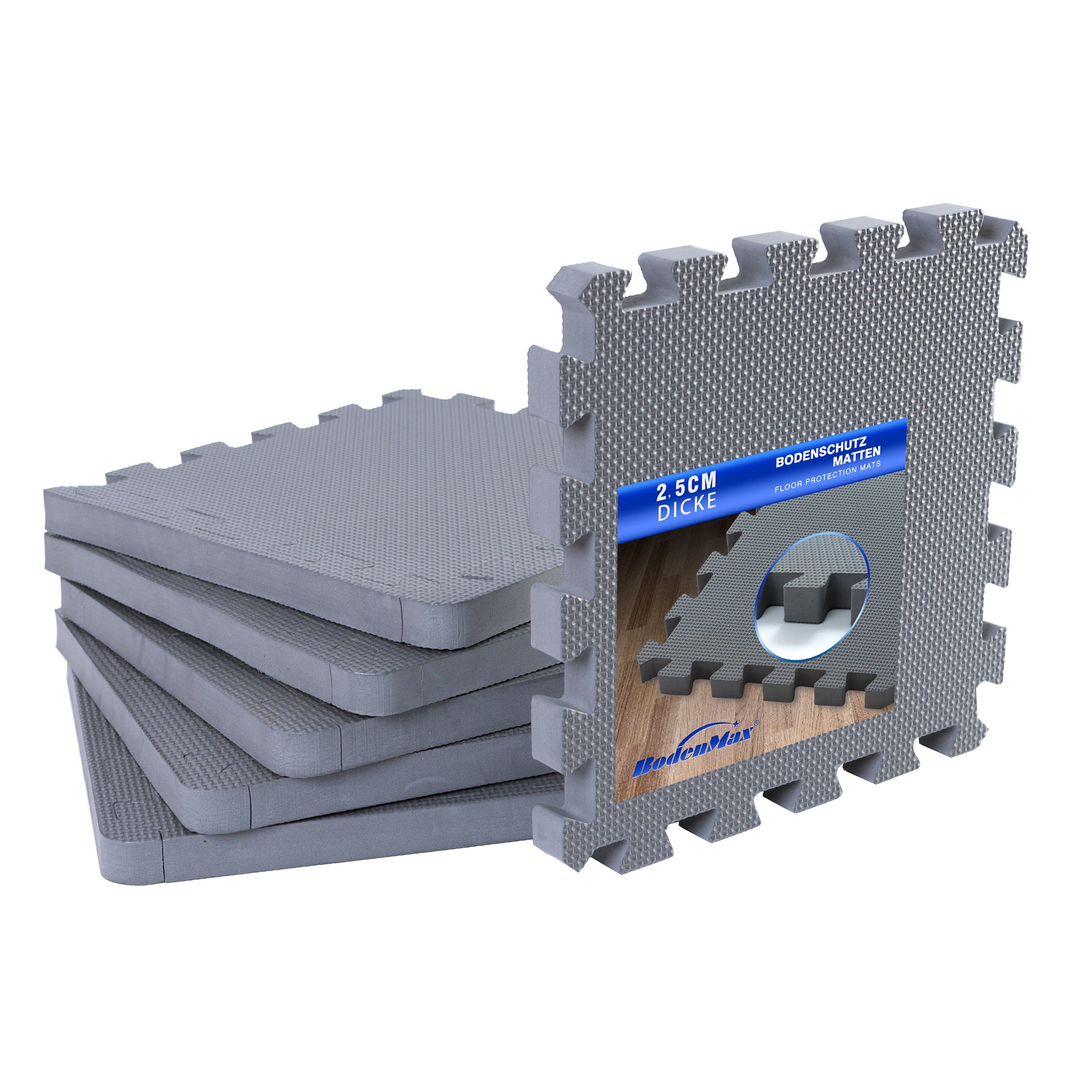 BodenMax Bodenturnmatte Bodenschutzmatte EVA 32x32cm - extra dick 2.5cm [+150% mehr Schutz] (18-St)