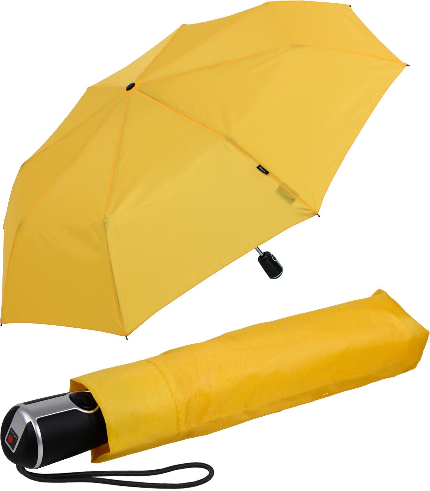 mit Knirps® stabile Taschenregenschirm Large große, Begleiter der Auf-Zu-Automatik, Duomatic gelb