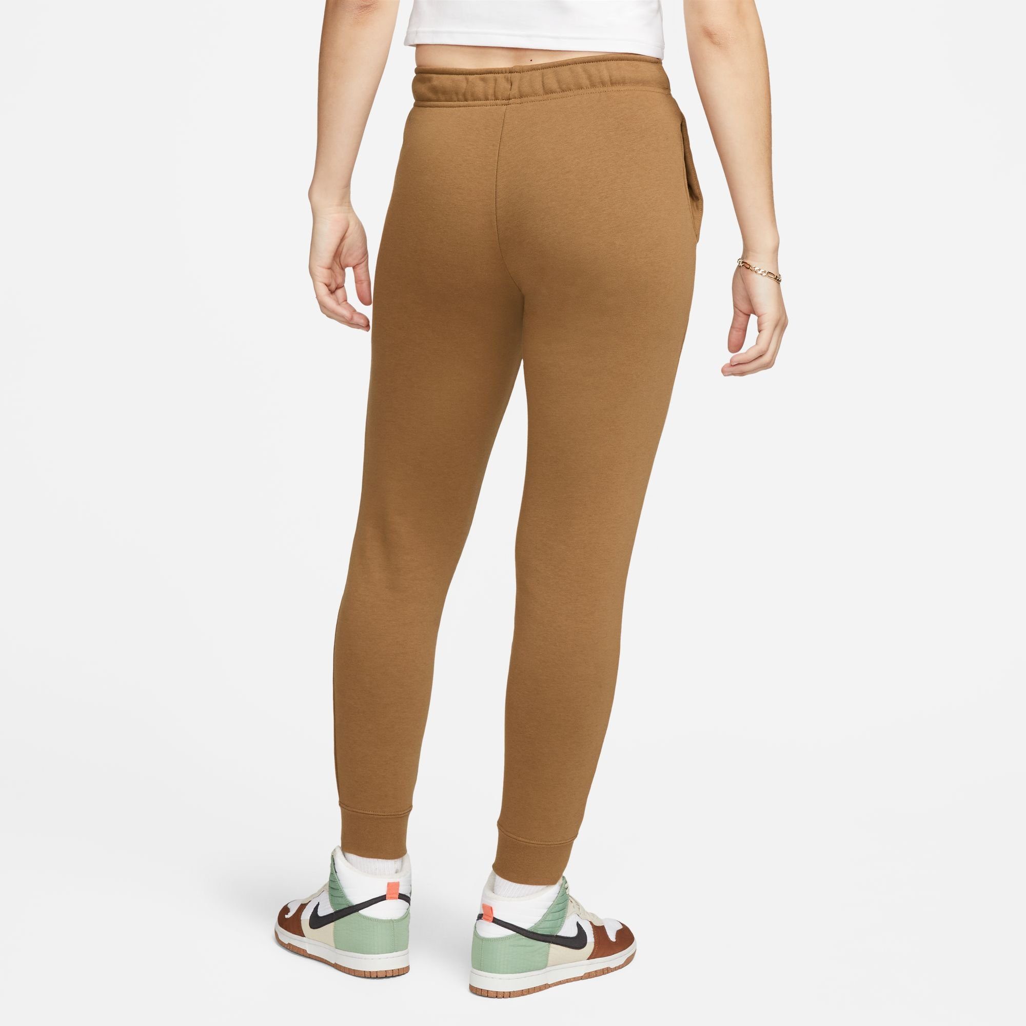 BROWN/WHITE JOGGERS WOMEN'S MID-RISE Nike FLEECE CLUB Sportswear ALE Jogginghose