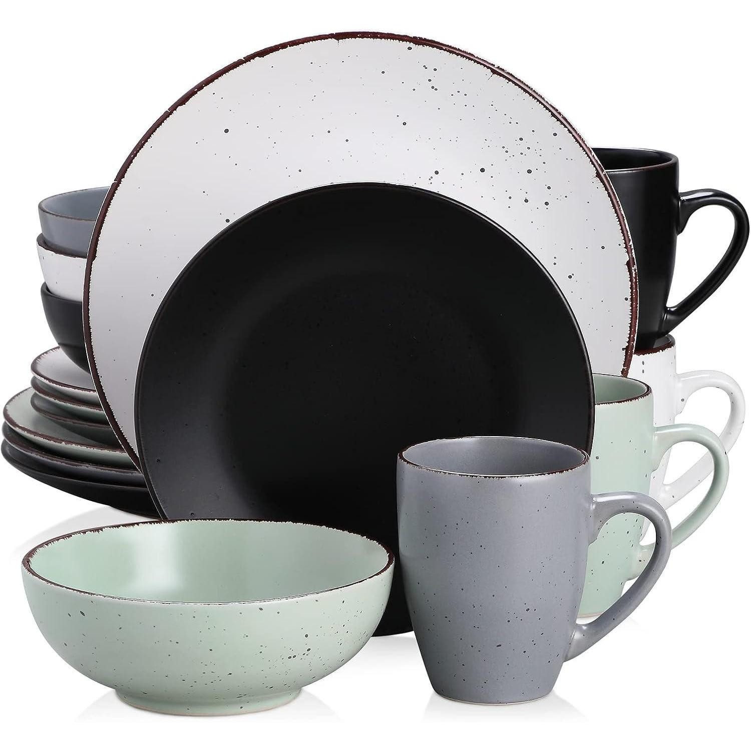 LuxusKollektion Kombiservice Tafelservice Steingut Vintage 16teilig 16tlg Kombiservice Mehrfarbig