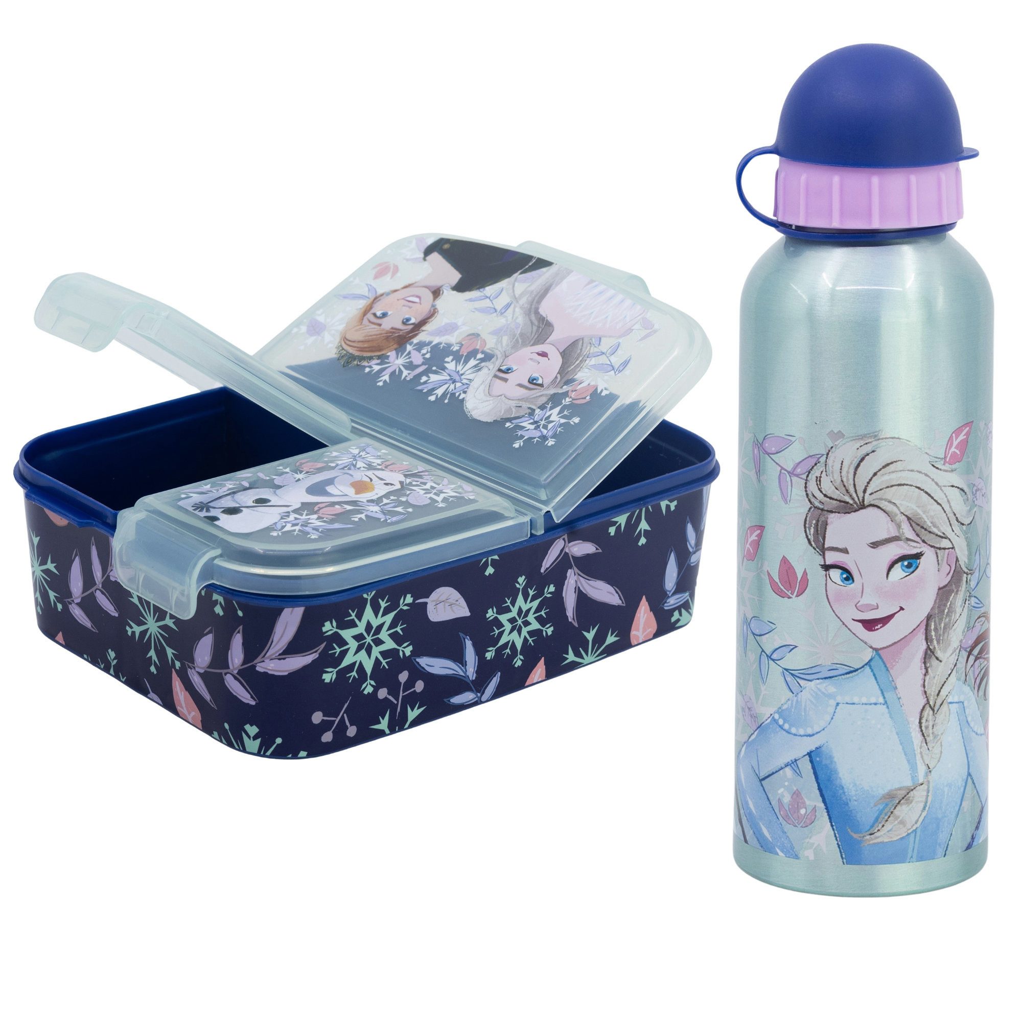 Disney Lunchbox Disney Die Eiskönigin 2 tlg Kinder Set Brotdose Alu-Trinkflasche 530, (Spar-Set, 2-tlg., Spar-Set)
