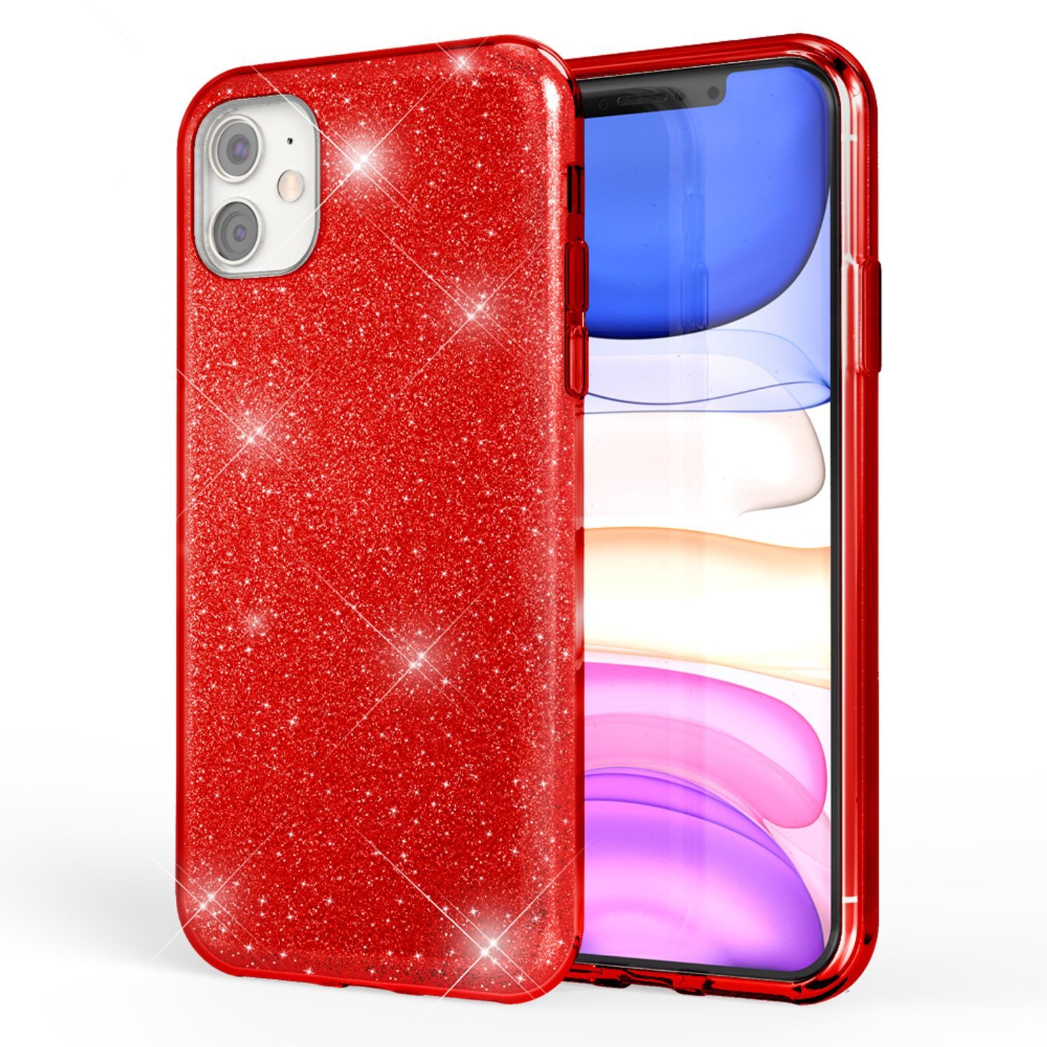 Nalia Smartphone-Hülle Apple iPhone 11 15,5 cm (6,1 Zoll), Glitzer Silikon Hülle / Glänzender Hybrid Schutz / Stoßfest & Robust