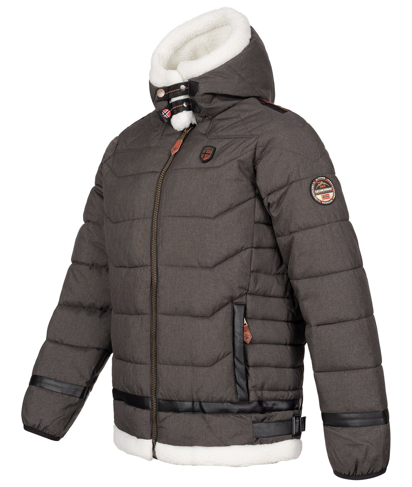 Geo Norway Winterjacke Herren Winterjacke Teddyfell-Kapuze günstig online kaufen
