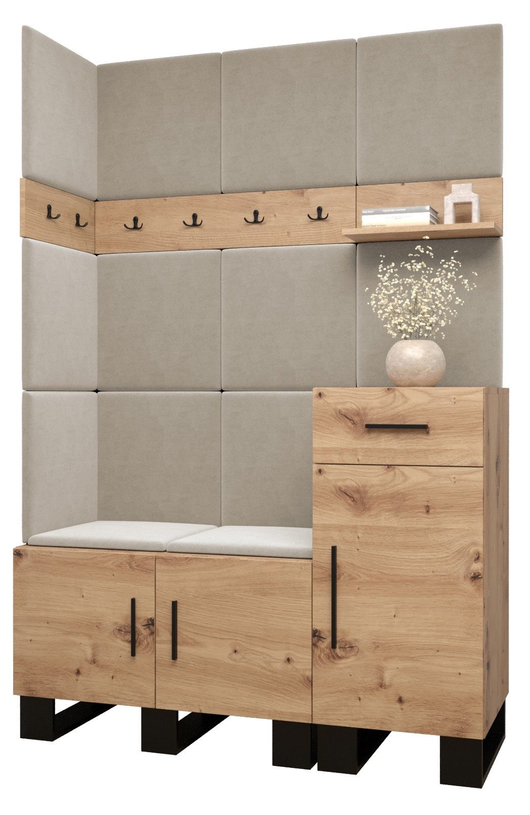 ABIKS MÖBEL Шафи-Set ARTIN Set 10 Garderobe mit gepolsterten Paneelen, Industriell Design