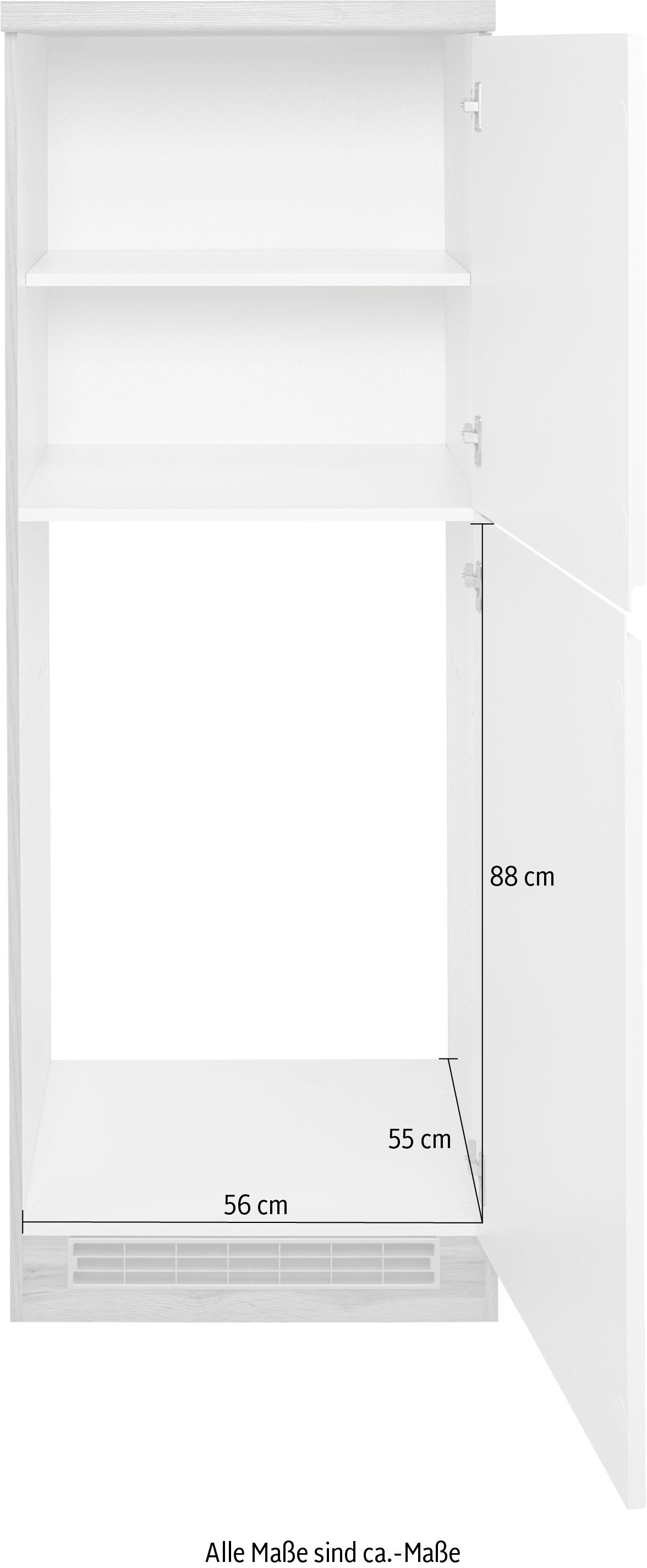 HELD MÖBEL hochwertige Bruneck Matt Kühlschrankumbau MDF-Fronten wotaneiche/weiß cm Umbauschrank wotaneiche | 60 >>Bruneck<< breit