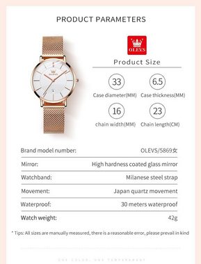 OLEVS Extra-dünnes Design Watch, Hochwertige mit präzisem japanischem Quarzwerk,Glas & elegantem Design