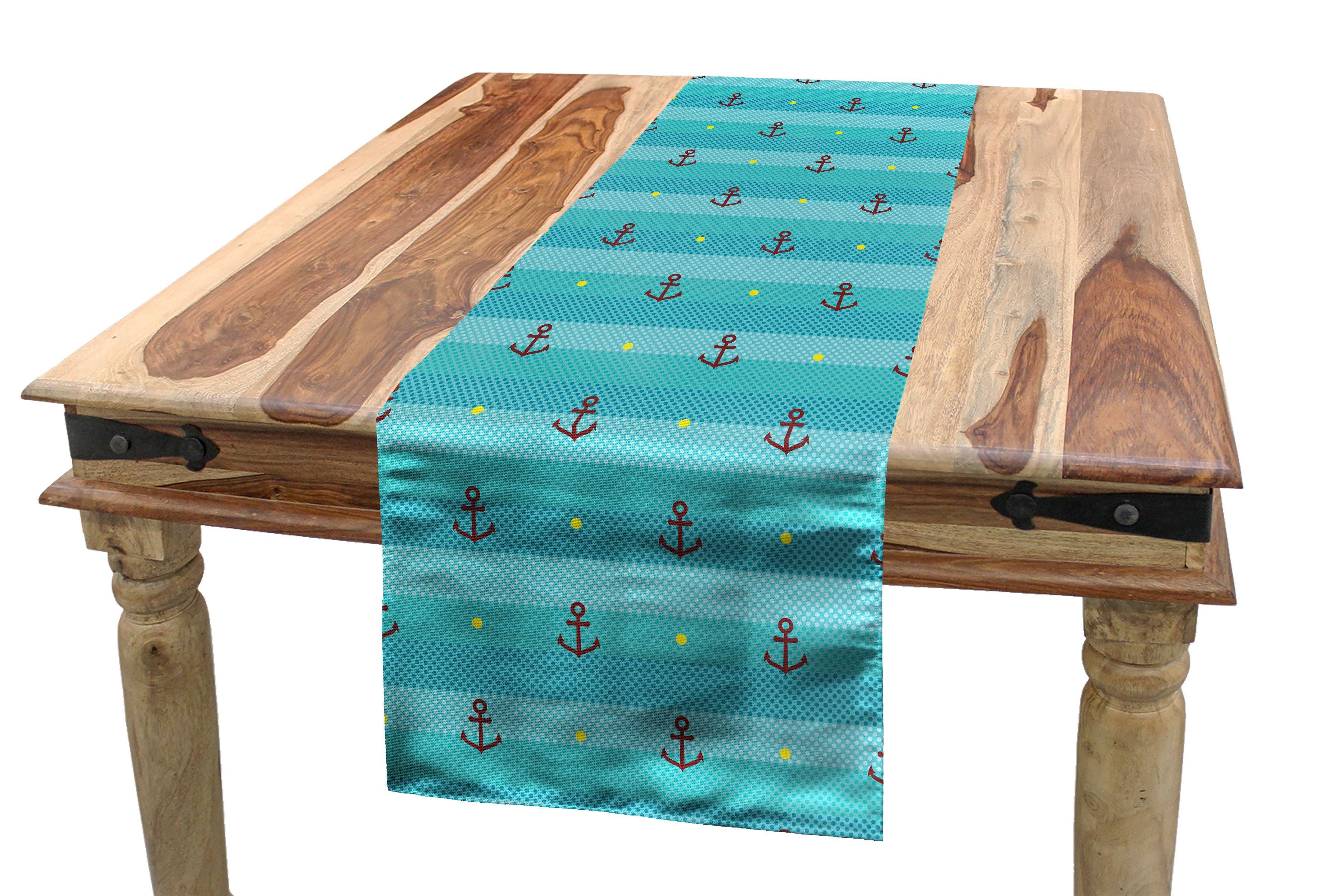 Abakuhaus Tischläufer Esszimmer Küche Rechteckiger Dekorativer Tischläufer, Wasser Anchor Nautical Gepunktete