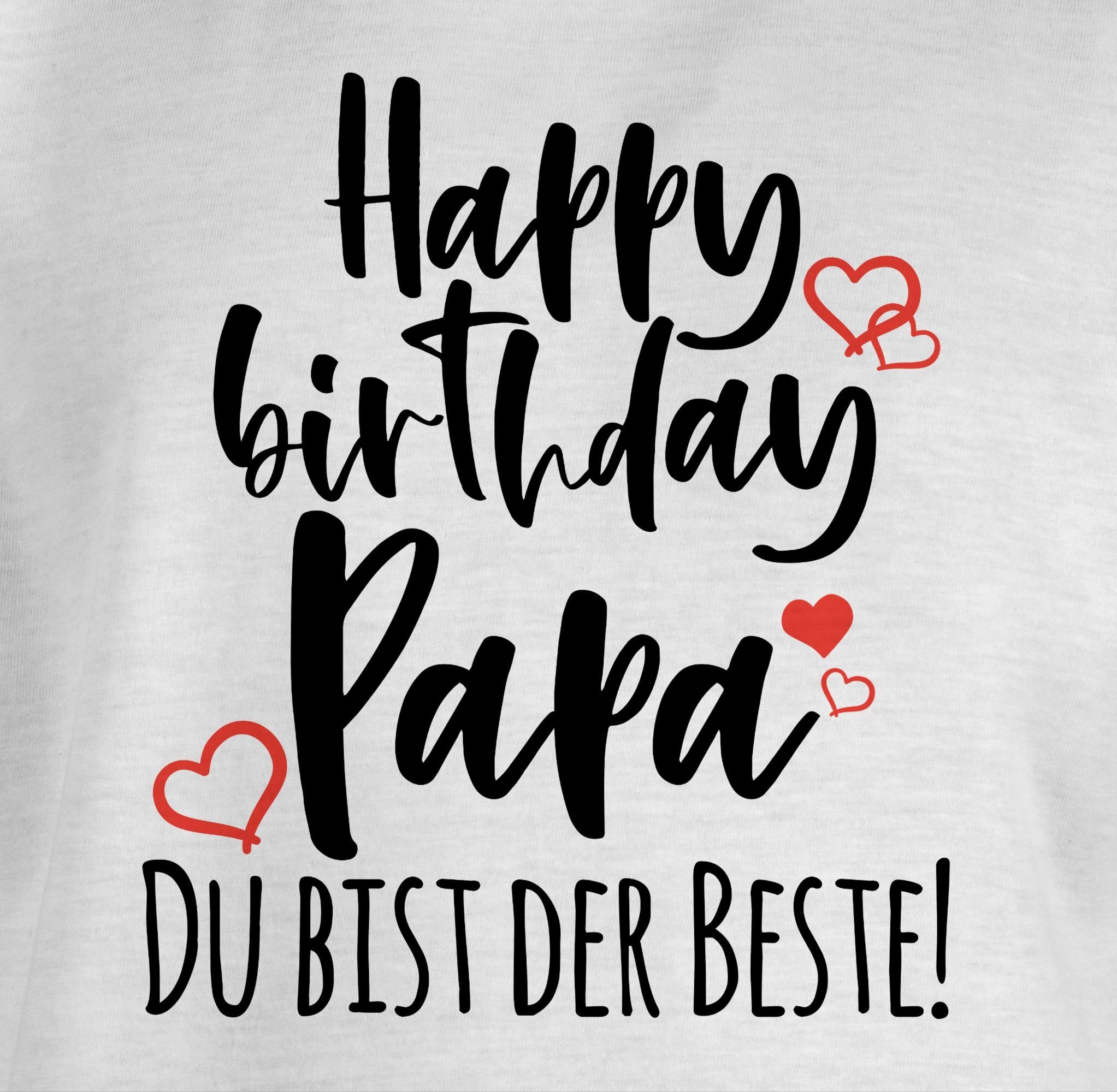 T-Shirt Happy Statement Birthday Shirtracer Kinder 2 Sprüche Papa Weiß