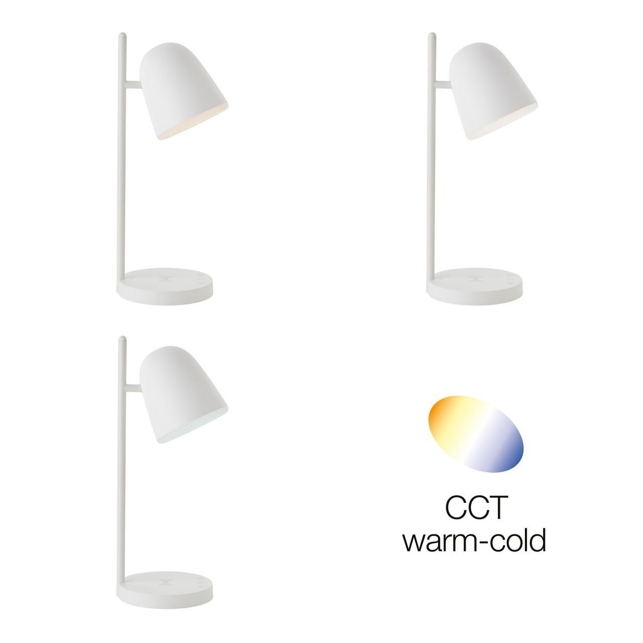 int Brilliant weiß, Lampe, LED Tischleuchte Nede, 3000-4700K, LED Tischleuchte 1x mit Nede Induktionsladeschale