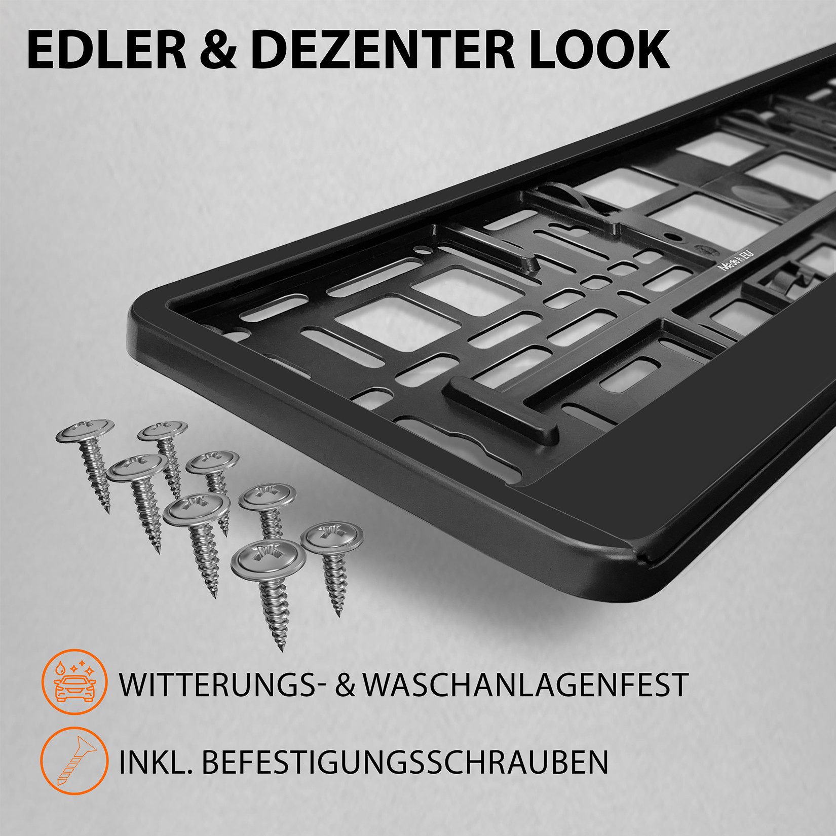 L & P Car Design Kennzeichenhalter für Auto in schwarz Nummernschild Kennzeichenhalterung, (2 Stück)