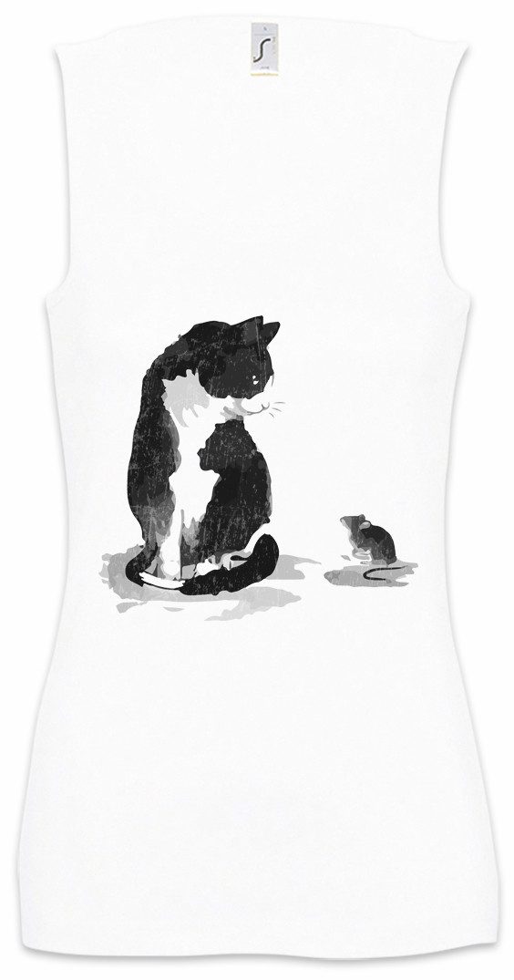 Tanktop Cat And Mouse Ärmelloses Damen T-Shirt Katzen Kätzchen Kater Katze Cat