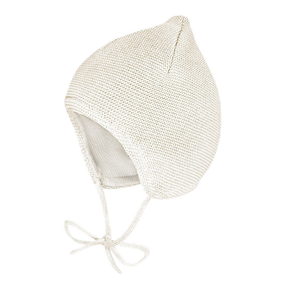 MAXIMO Strickmütze BABY-Mütze ausgenäht kleine Spitze, Futter (1-St)