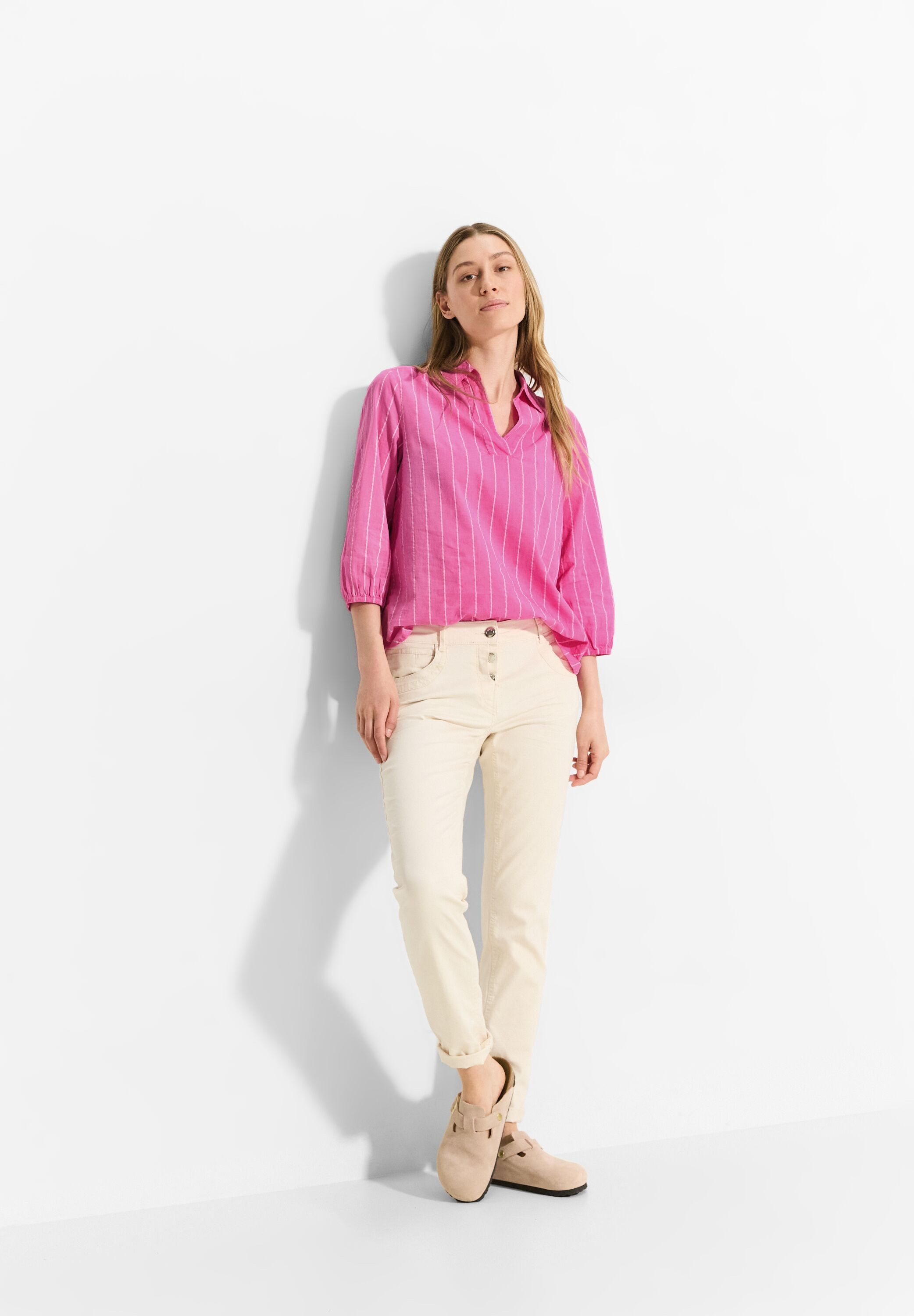 CECIL Kurzarmbluse mit V-Ausschnitt