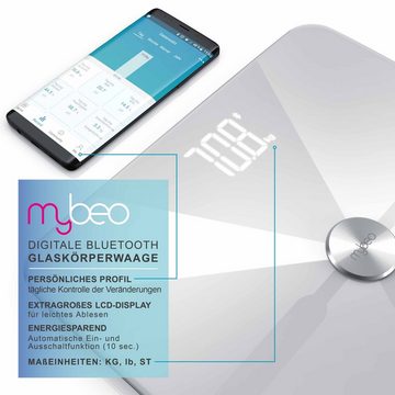 MyBeo Körper-Analyse-Waage Diagnose Waage, Digitale Bluetooth Körperfettwaage Diagnosewaage mit App-Steuerung