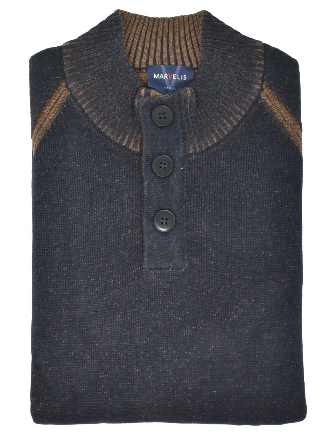 MARVELIS Stehkragenpullover Strickpullover - Casual Fit - Stehkragen - Stru günstig online kaufen