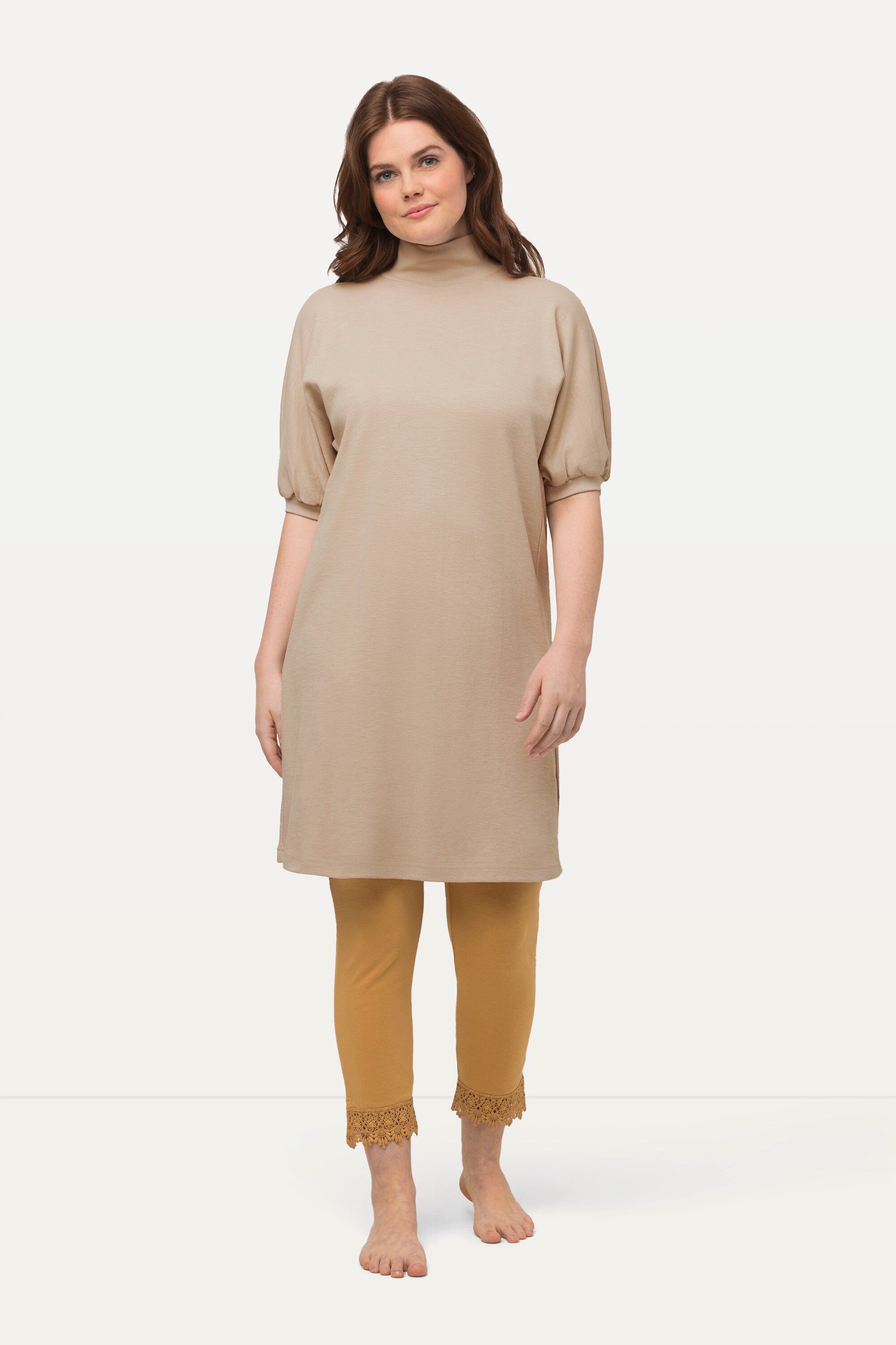 Ulla Popken Longshirt Longshirt Eggshape Rollkragen Halbarm Biobaumwolle günstig online kaufen