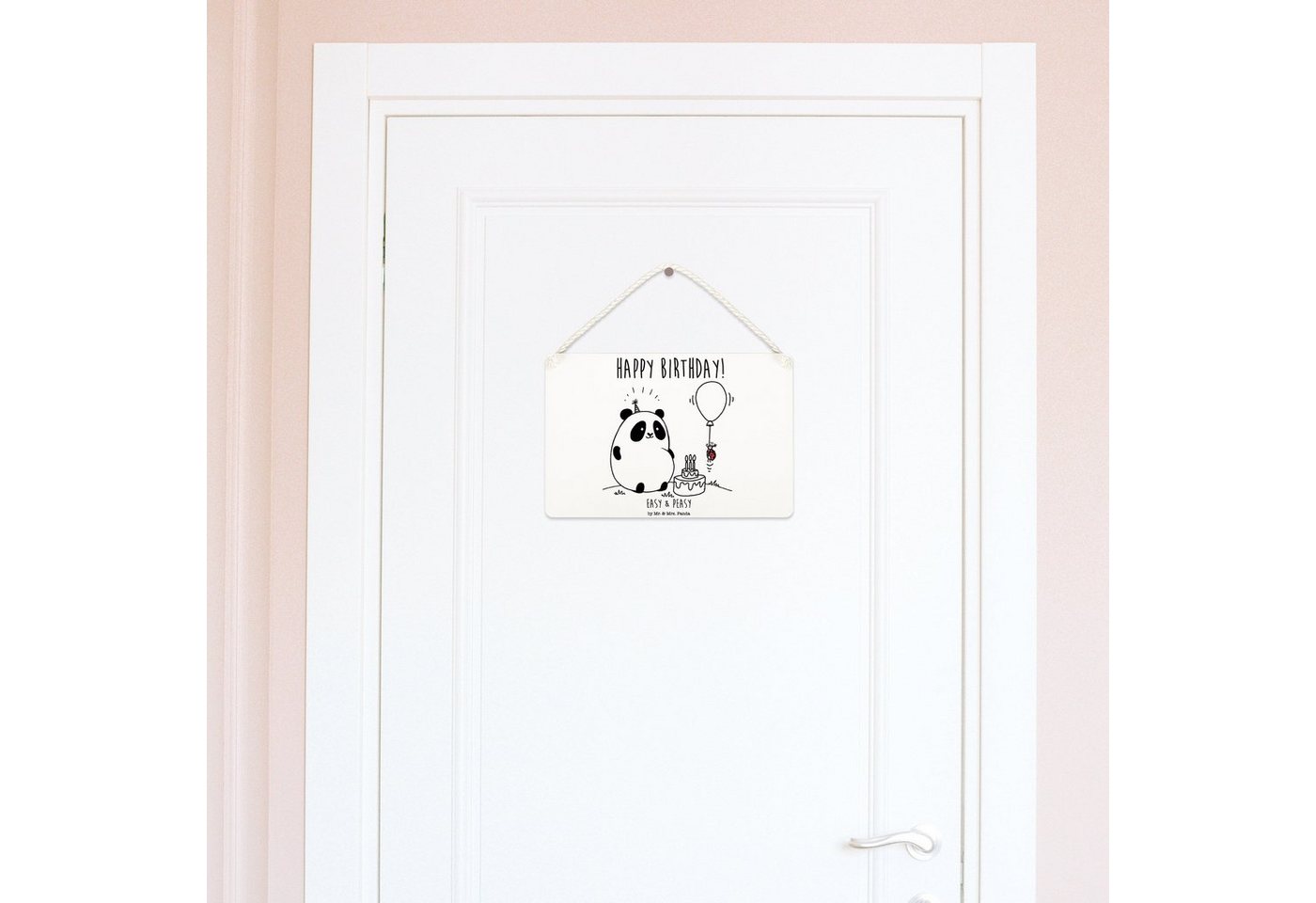 Thumbnail - Mr. & Mrs. Panda Hinweisschild Panda Geburtstag DIN A6 - Weiß - Geschenk, Türschild, Holzschild, Dek, (Packung, 1 St., D...