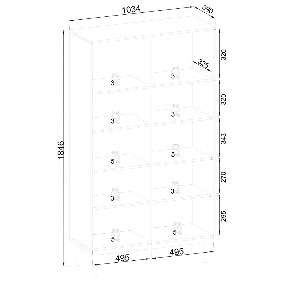 Lomadox Vitrine JANTAR-160 in Eiche, schwarzen Holzfüßen, gefräste Front, 103,5 cm breit