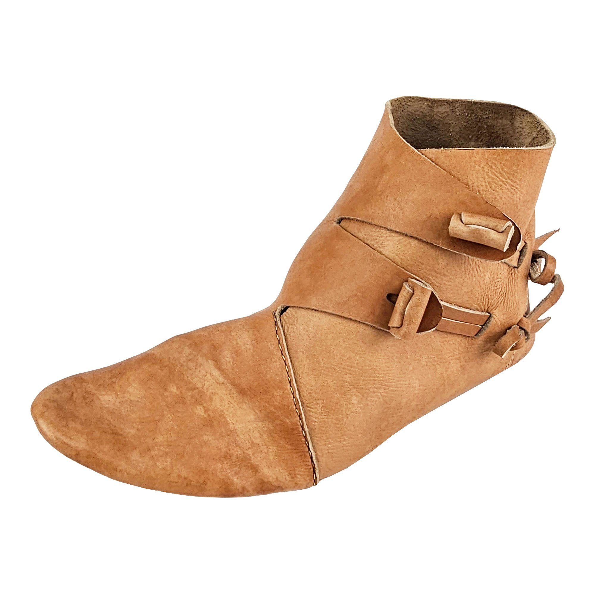 Ritter-Kostüm Wikinger Schuhe Typ Jorvik wendegenäht Naturbraun Gr. 43