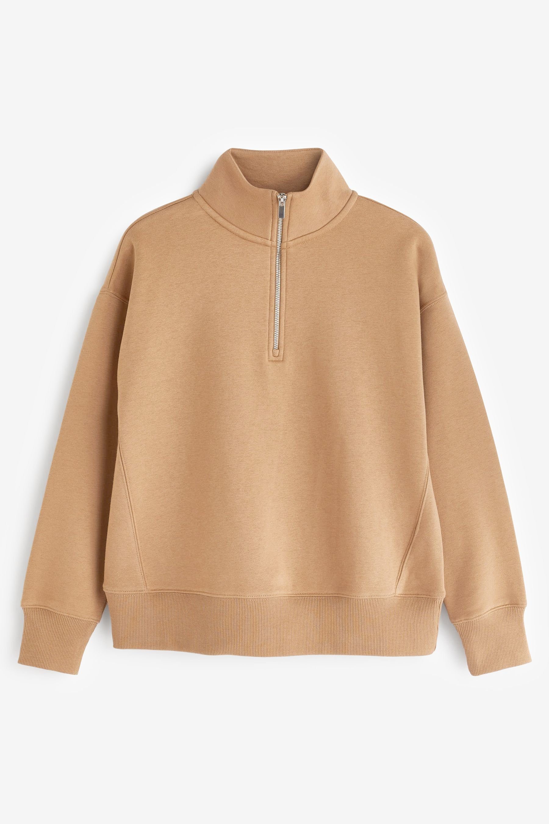 (1-tlg) Essential Reißverschluss Sweatshirt Next halblangem mit Tan Sweatshirt Camel