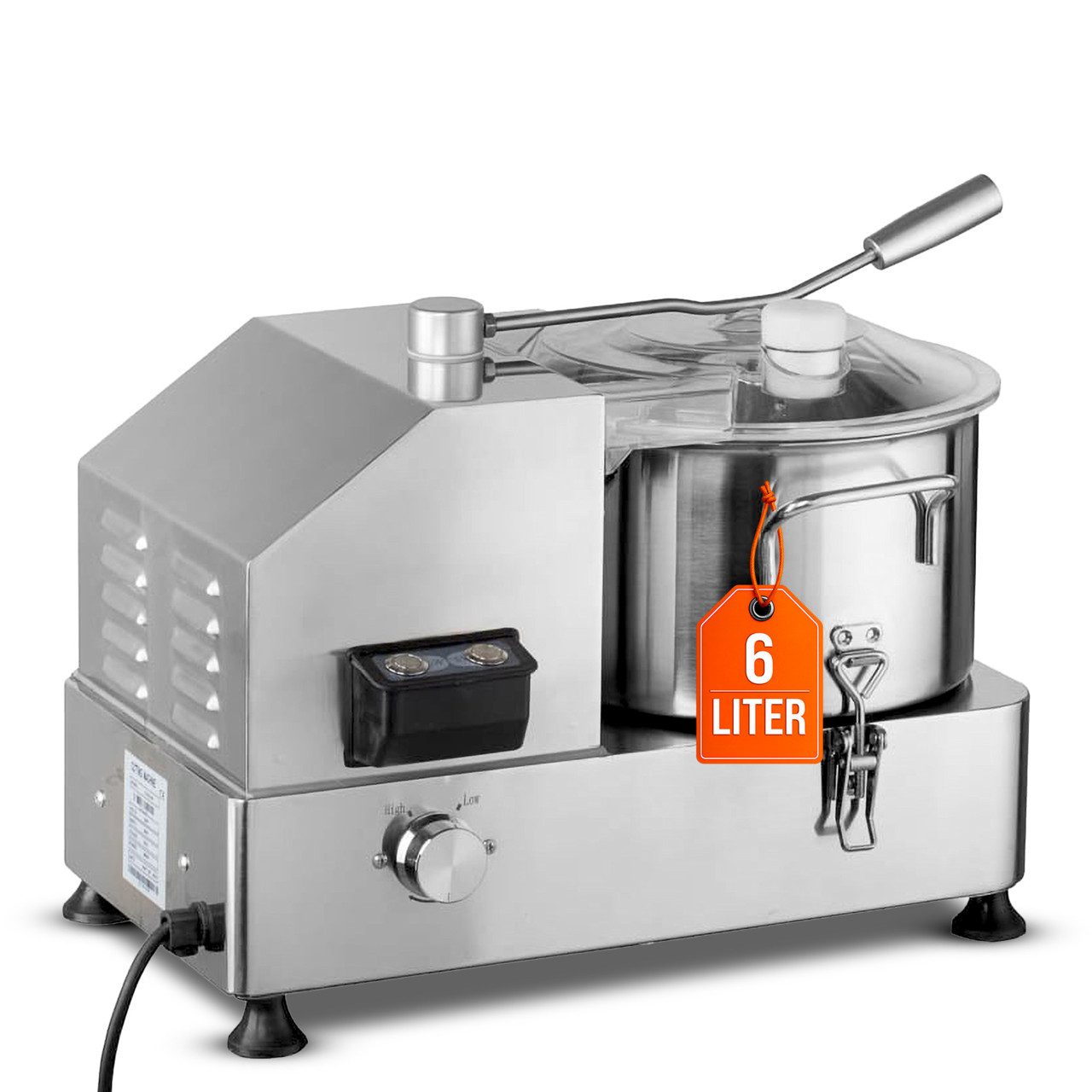 GastroHero Gemüsehacker Cutter 6 Liter leistungsstark Edelstahl Kutter Schneiden Zerkleinern, 1800 W, Sicherheitsmikroschalter, Klarsichtdeckel, einstellbare Drehzahl