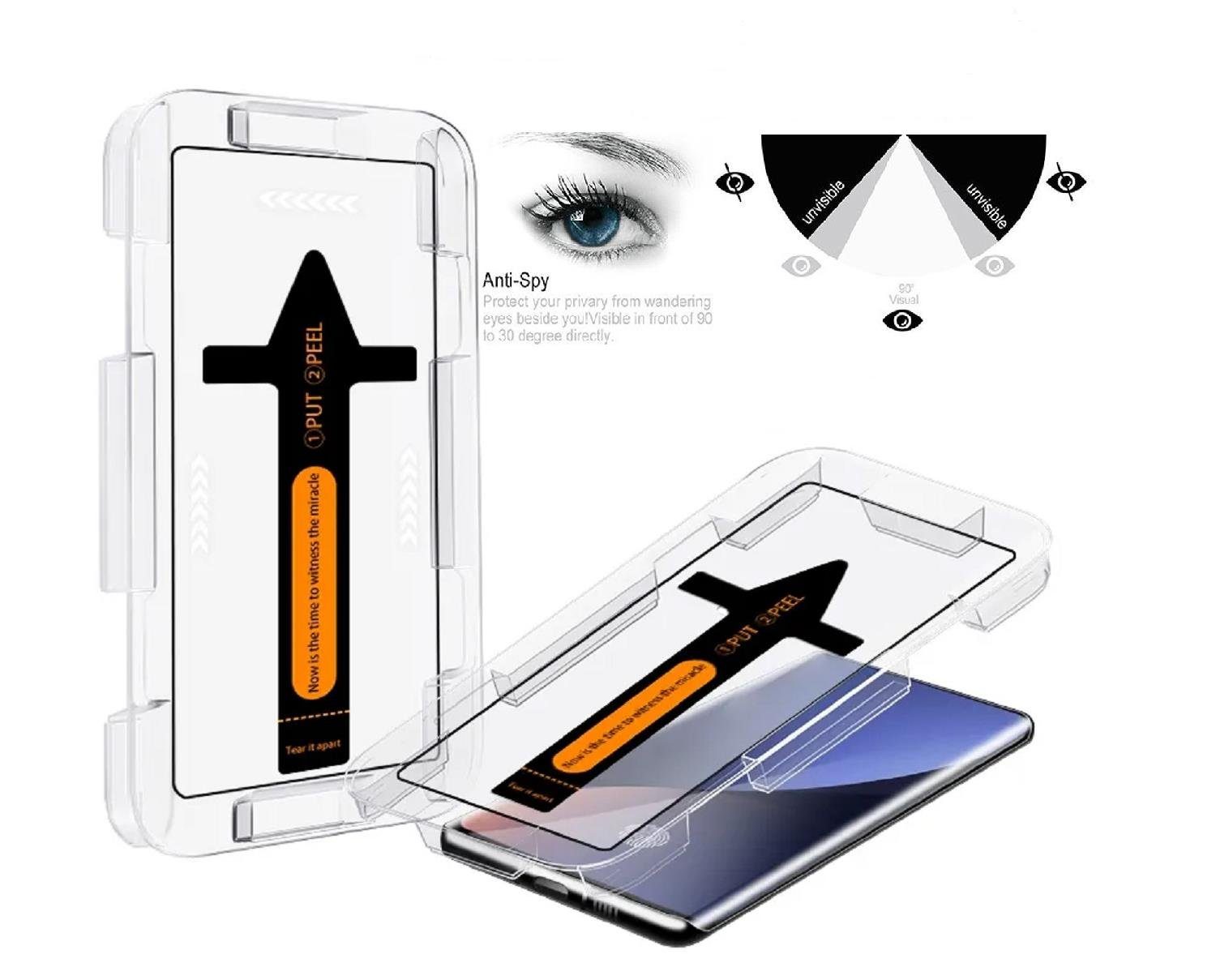 Protectorking Schutzfolie 1x Anti-Spion 9H Panzerglas für Samsung Galaxy S21 Ultra FULL CURVED, (1-Stück), Displayschutz, Schutzglas Echtglas Tempered 9H Panzerhartglas 3D-KLAR