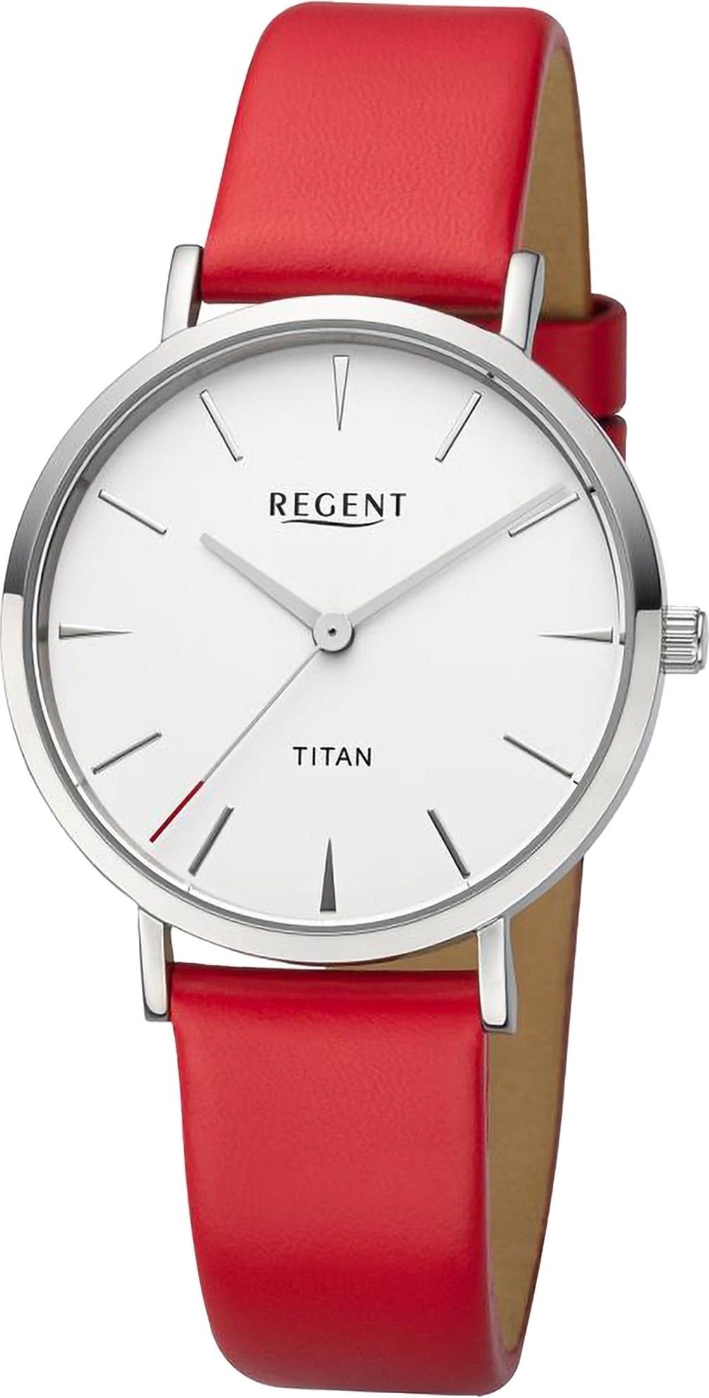 Regent Quarzuhr Regent Analog, Damen Damen 36mm), Armbanduhr rund, Lederarmband (ca. groß extra Armbanduhr