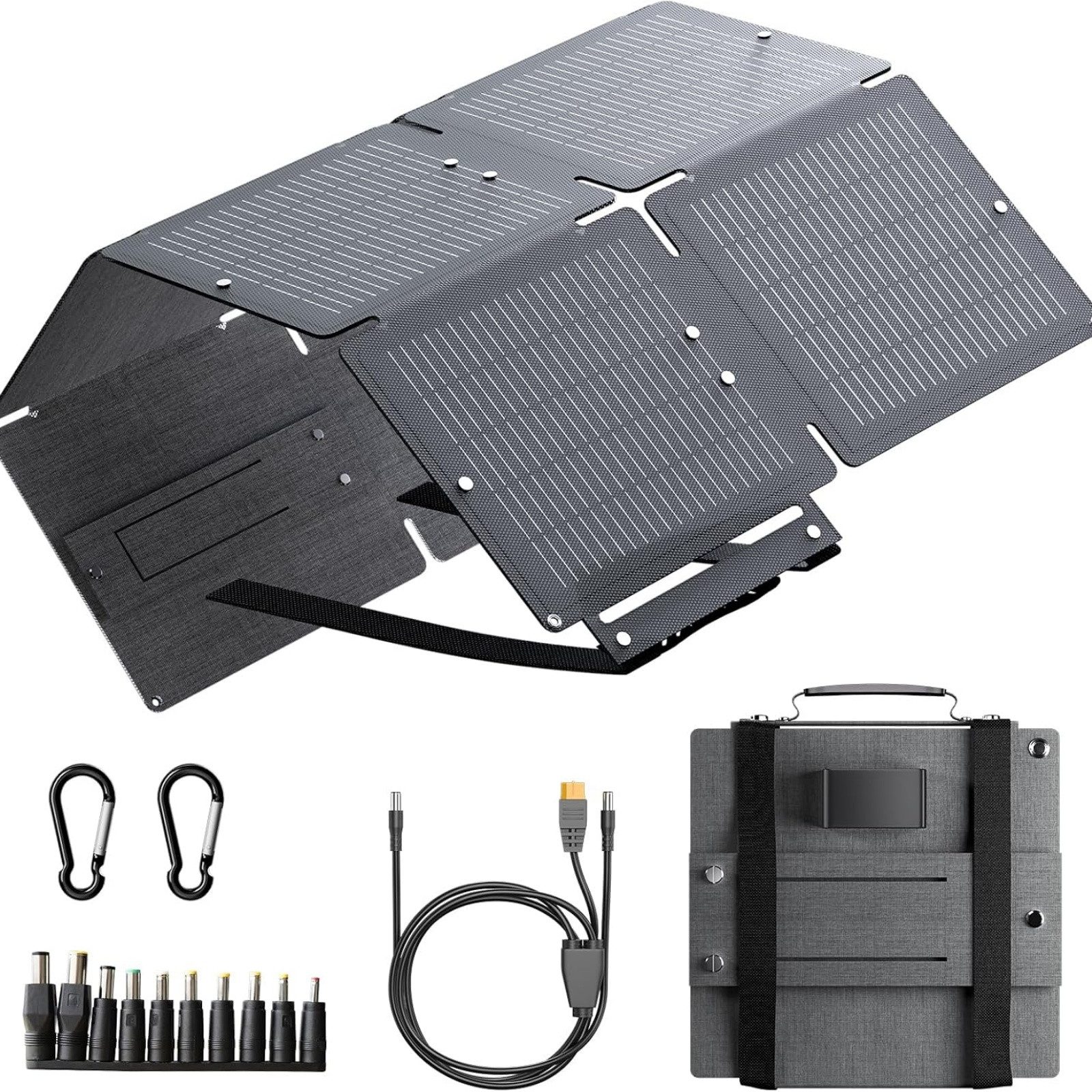 Blossom Solarmodul Faltbares Solarpanel 60W Wasserdichtes Tragbares Solar-Ladegerät IP67, (1-St., mit USB-C/A und DC-Anschluss), Camping Solarpanel für Smartphone, Powerbank und Outdoor-Geräte