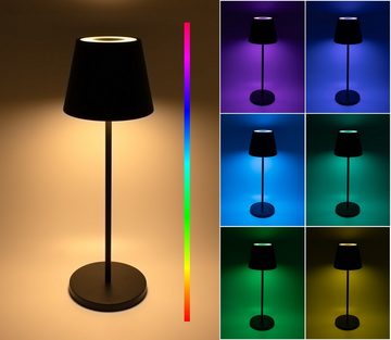 Spetebo LED Tischleuchte LED Akku Touchleuchte Multi Color mit Ladestation - 35 x 11 cm, LED, multicolor, Rainbow Tischlampe mit Timer für Außen und Innen