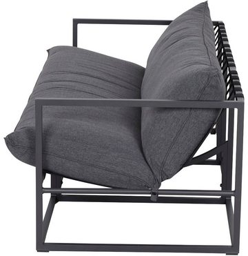 Siena Garden Loungesofa Monza, 3-Sitzer Sofa, Aluminiumgestell matt anthrazit, Kissen jeans grey