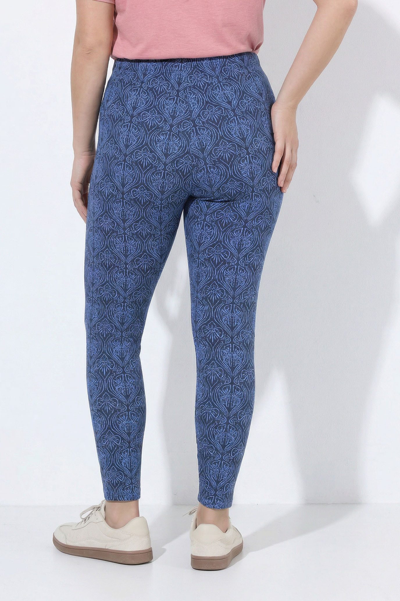Ulla Popken Leggings Leggings Blüten Elastikbund Stretch Biobaumwolle