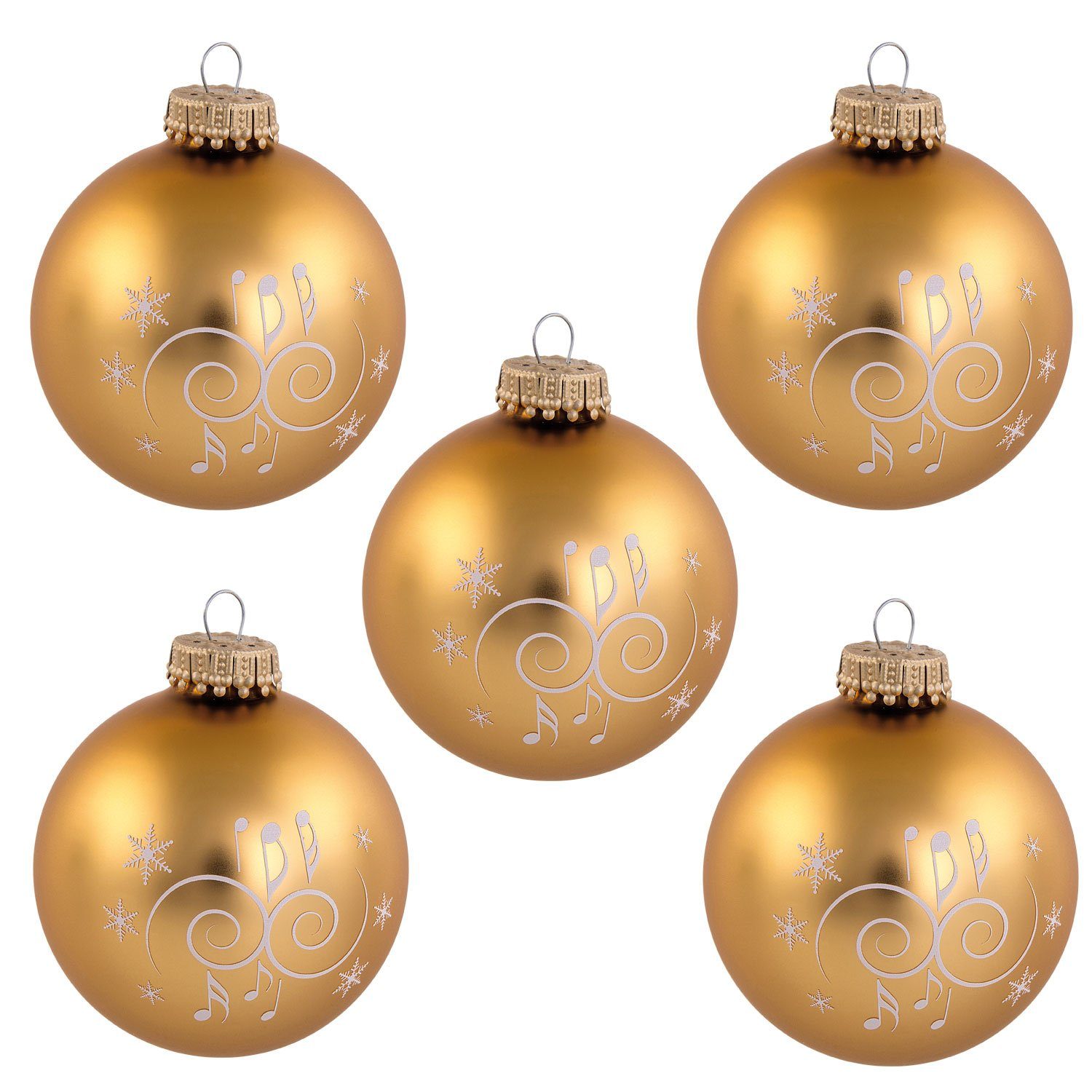 für Musiker Weihnachtsbaumkugel 5er-Set Weihnachtskugeln gold, "Ornamente" mugesh