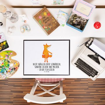 Mr. & Mrs. Panda Schreibtischunterlage Fuchs Laterne - Weiß - Geschenk, Schreibtischauflage, Schreibwaren, S, (1 tlg)
