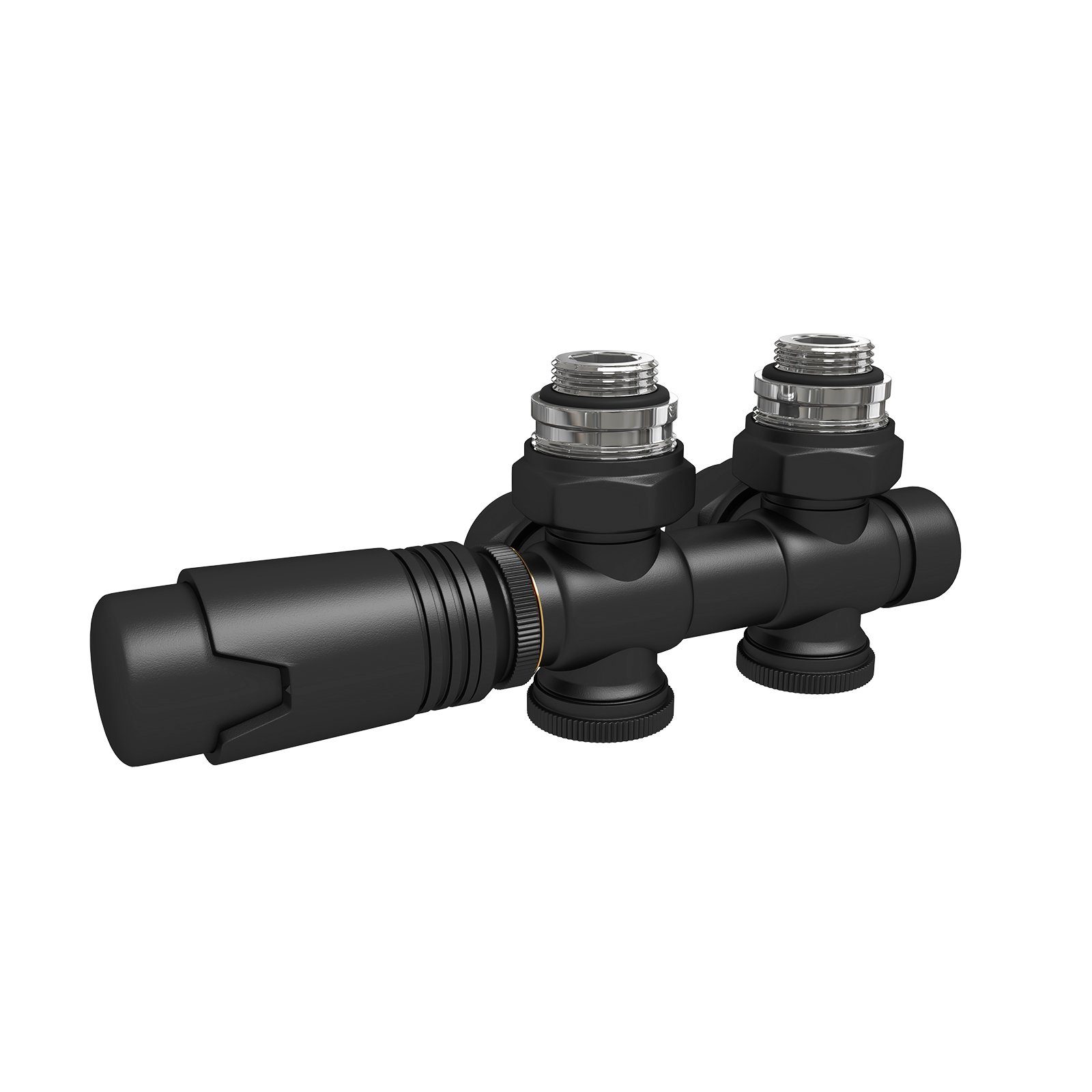 EMKE Heizkörperthermostat Multiblock Set für Heizkörper Anschlussarmatur Ventil mit Thermostat, (16mm, 1 St) für Heizkörper Handtuchtrockner Heizungzubehör Eck- und Durchgangsform