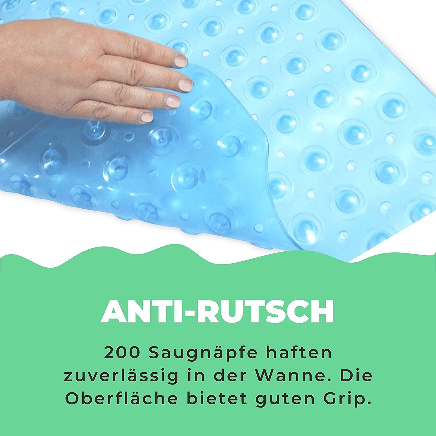 riijk Bathtub Mat, Non-Slip, W: 40 cm, L: 100 cm, Slip-Resistant, Flexible, Hygienic, Anti-Slip