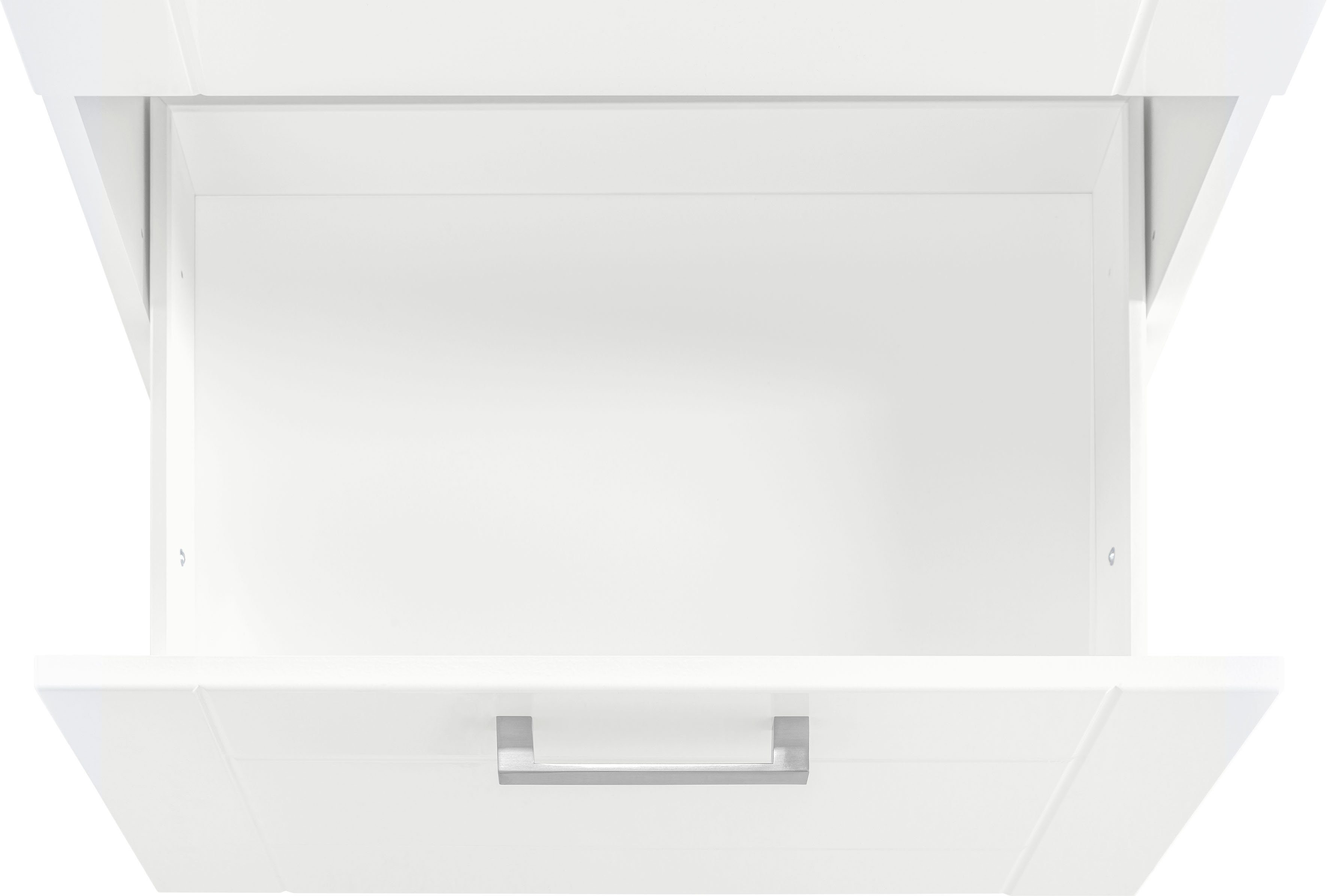 HELD MÖBEL Auszugsunterschrank Tinnum 60 cm | Metallgriff, weiß breit, MDF-Fronten, 1 Schubkasten, weiß 2 Auszüge