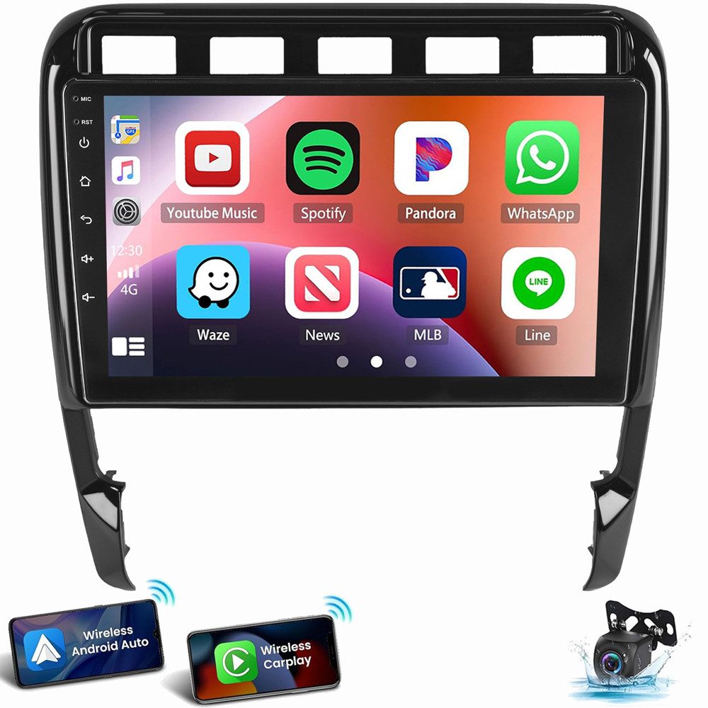 ESSGOO 9" Autoradio CarPlay Für Porsche Cayenne 1 9PA 2002-2010 Android 15 Autoradio (4+64GB optional, FM, AM, Carplay Android Auto Bluetooth EQ USB WIFI Touchscreen SWC)
