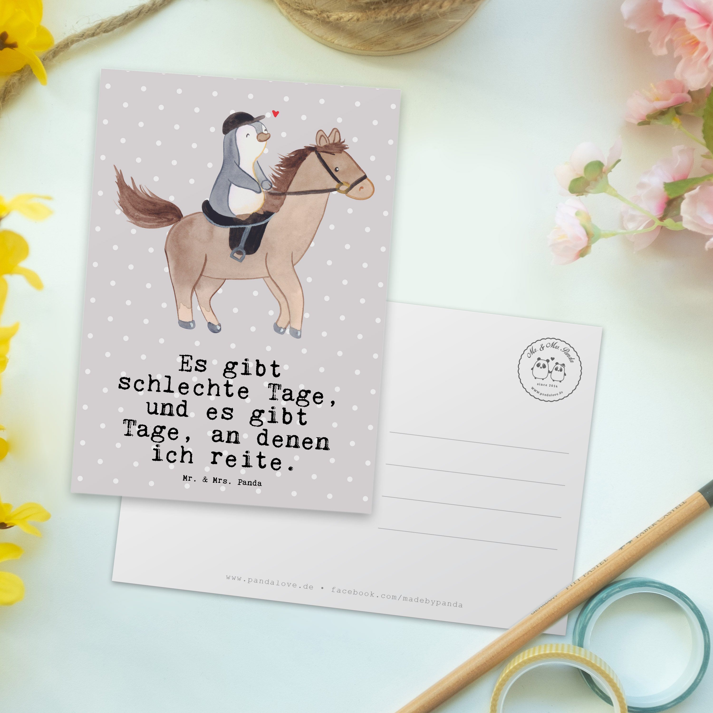 Pferd Geschenk, Mr. Mrs. Sporta - - Geburtstagskarte, Grau Pastell Tage Panda Reiten Postkarte &