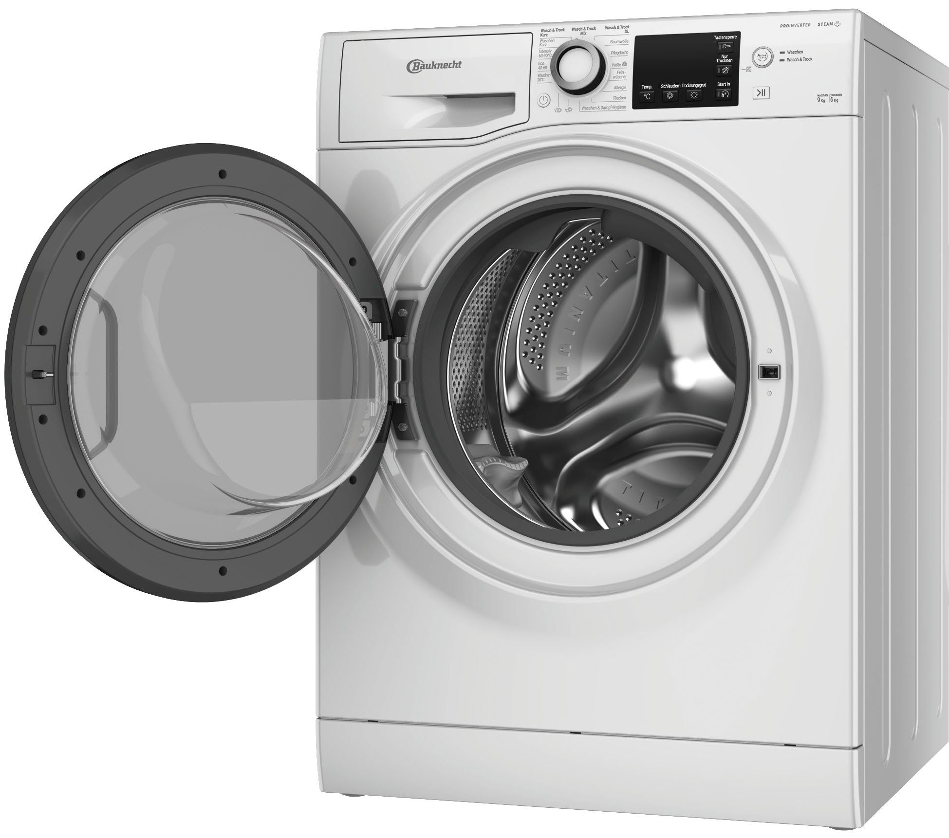 BAUKNECHT Waschtrockner WT Super Eco 96S 41 N, 9 kg, 6 kg, 1400 U/min, Flecken 20°C – entfernt mehr als 100 Flecken, ganz ohne Vorbehandlung – Bild 2 von 5