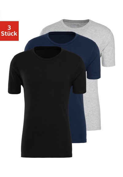 Bench. T-Shirt (3er-Pack) super geeignet zum Drunterziehen, perfekte Passform, aus elastischer Baumwolle